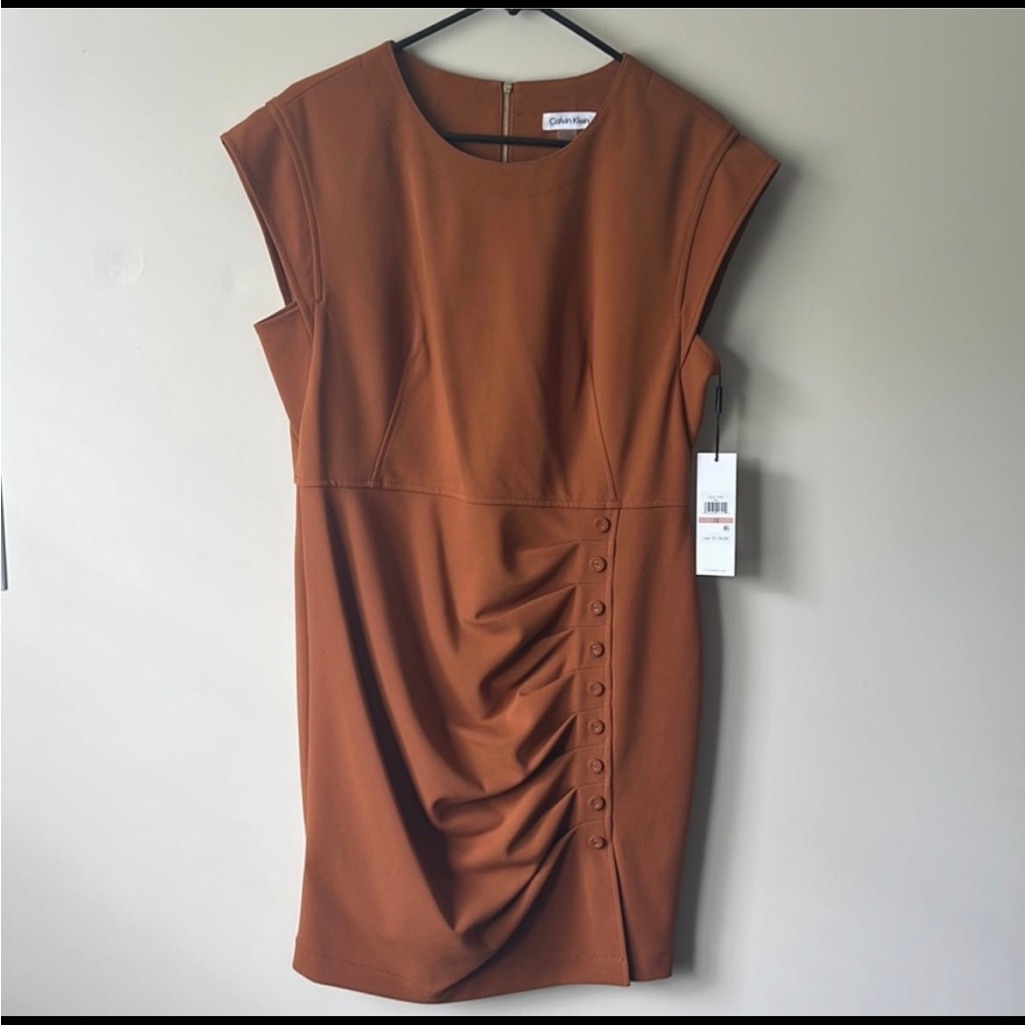 Calvin Klein Gathered Sheath Dress Nwt